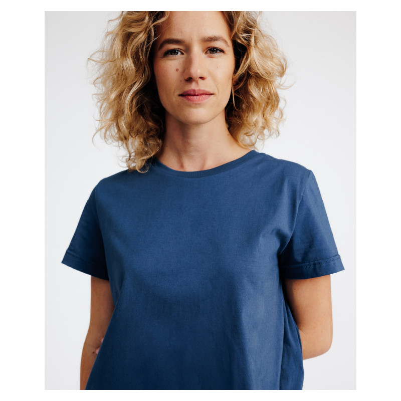 Tee Shirt Femme Ida Bleu Gris Coton Bio La Gentle Factory