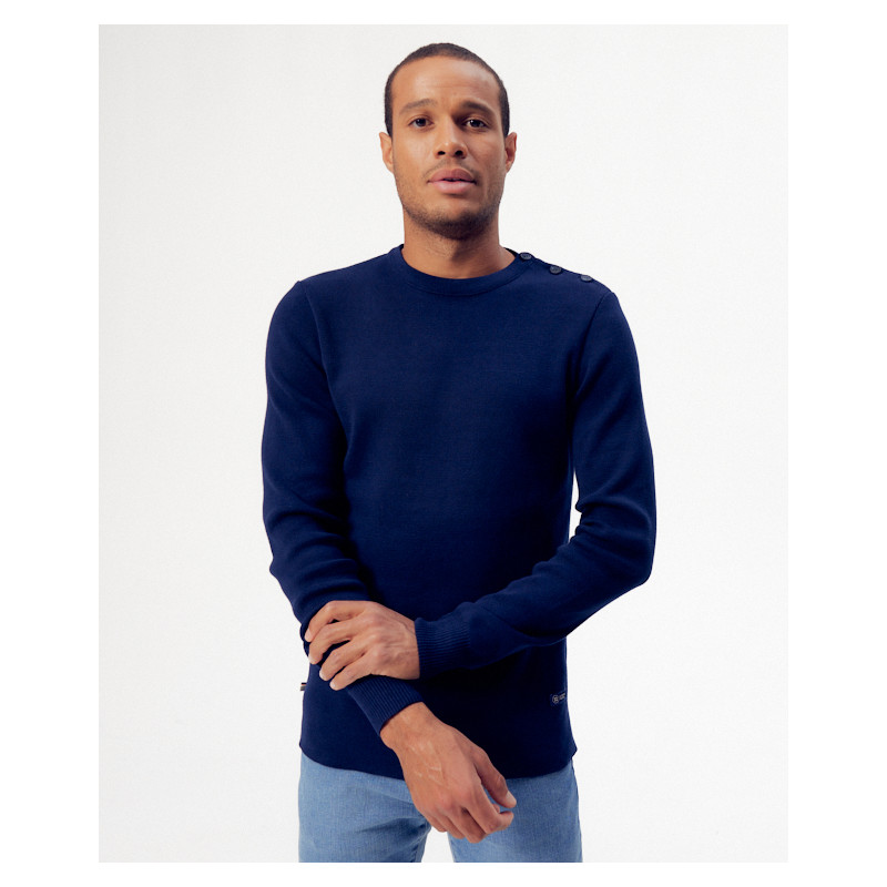 Pull coton Homme Made in France et Bio S / Bleu