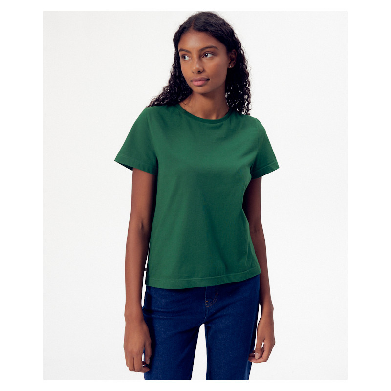 T Shirt Femme Coton Bio Made In France Ida Vert - La Gentle Factory