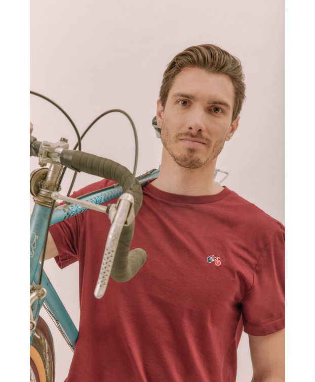 T-shirt homme made in France bordeaux Barthélémien brodé vélo coton bio