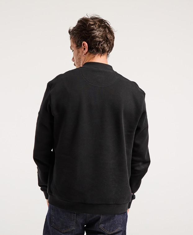 Sweat Pedro zip pique noir bio made in France