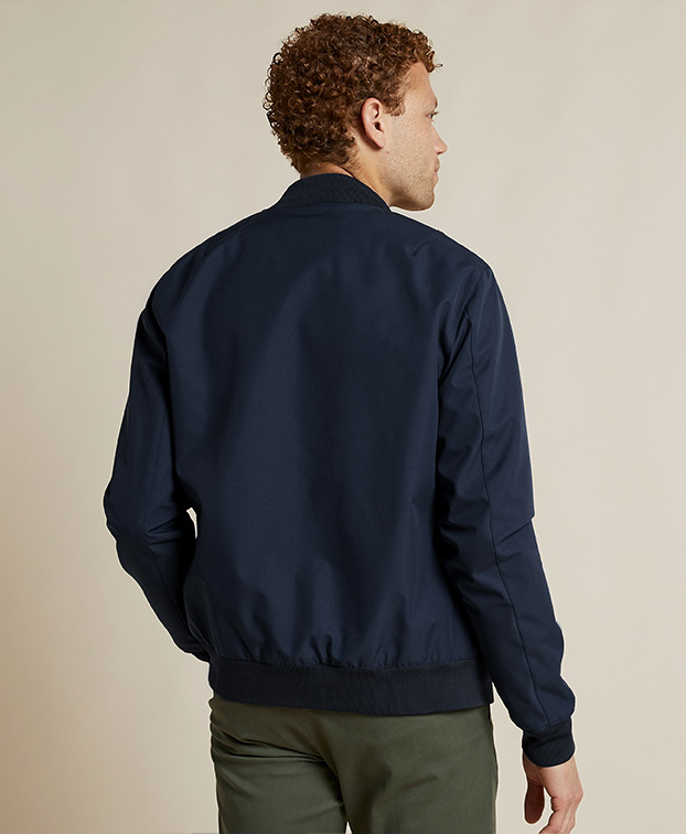 Blouson Bomber Made In Europe Déperlant Neil Bleu marine Polyester Recyclé - La Gentle Factory