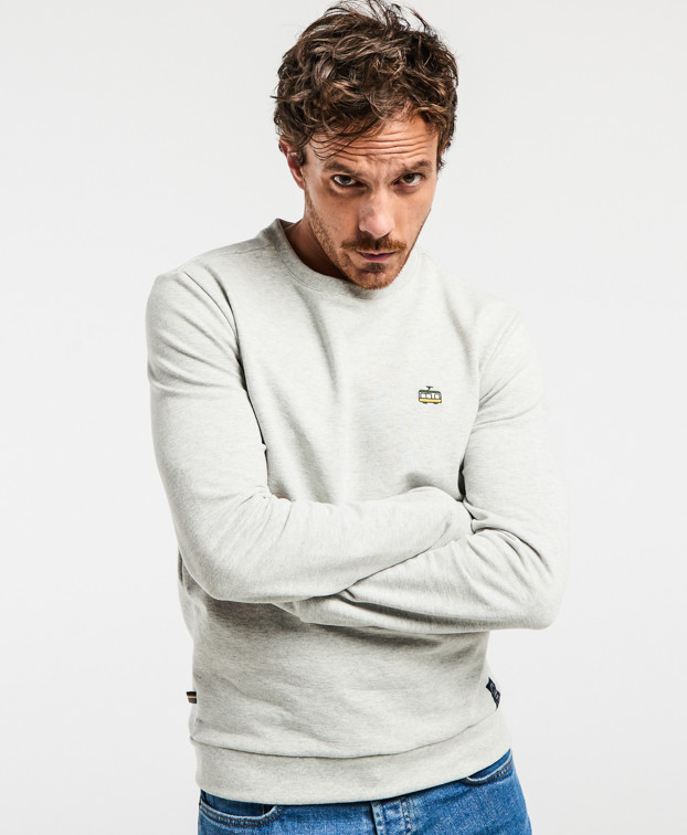 Sweat Made In France Homme Recyclé Basile Gris Brodé- La Gentle Factory