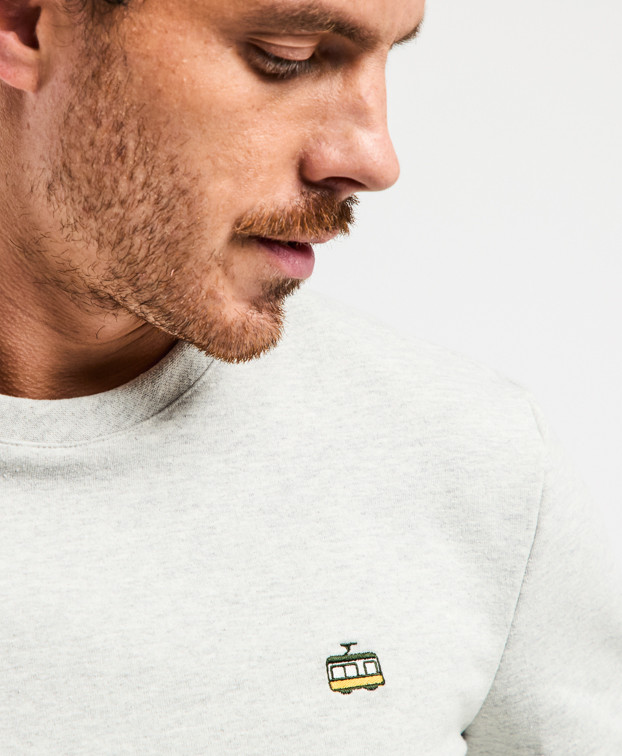 Sweat Made In France Homme Recyclé Basile Gris Brodé- La Gentle Factory