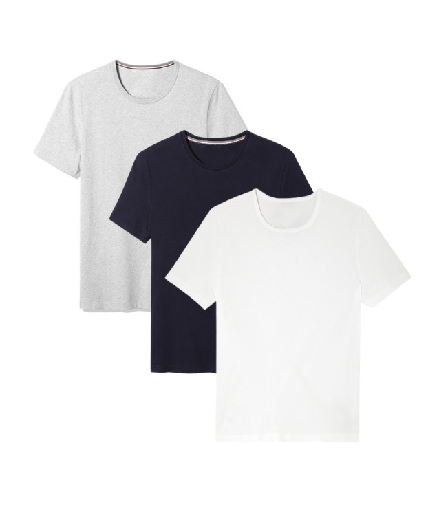 T-shirt homme x 3 - Pack Gris Ecru Marine - La Gentle Factory