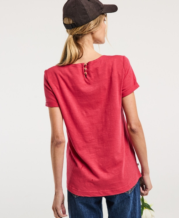 T-shirt Rosita brodé cœur rouge en coton bio - La Gentle Factory